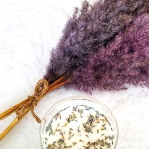 Purple Pampas & Candle Set